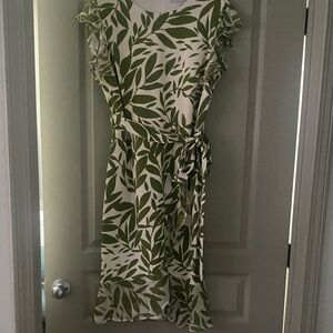 Shelby & Palmer Olive Leaf Midi Dress